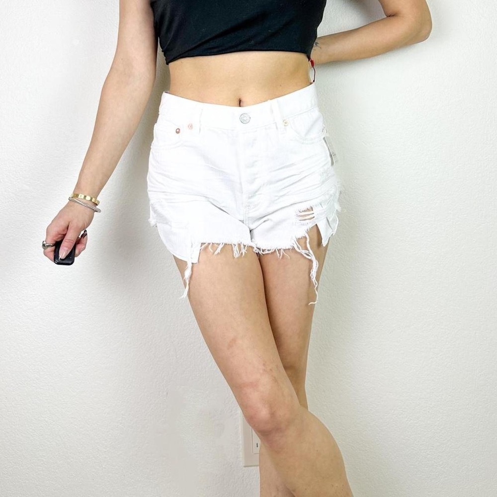 Free People white denim shorts